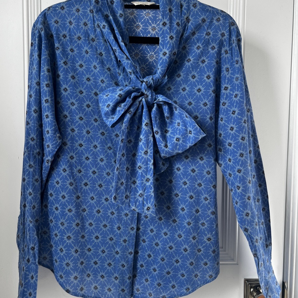Layla Brooklyn - Block Print Blouse Tie-Neck
